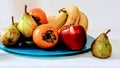 Fruits on plate still life ,aplle bananas pears photo art