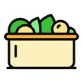 Fruits bowl icon color outline vector