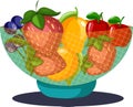 Fruits bowl vector color illustration