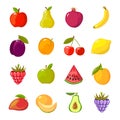 Fruits cartoon set. fresh healthy food apples Royalty Free Stock Photo