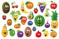 Fruits Characters Collection: Set of 26 different fruits in cartoon style Royalty Free Stock Photo