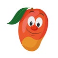 Vector illustration of a funny and smiling mango character