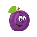 Vector illustration of a funny and smiling plum character