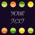 Fruits Citrus diversely oriented seamless vector pattern isolated with space for text