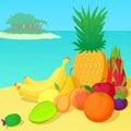 Fruits collection concept, cartoon style