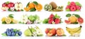 Fruits collection orange apple apples banana blueberries strawberry isolated on white Royalty Free Stock Photo