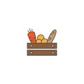 Fruits Crate Box Vector Icon Symbol Isolated On White Background