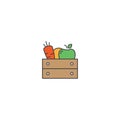 Fruits Crate Box Vector Icon Symbol Isolated On White Background