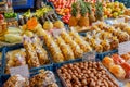 Fruits in decorative packaging lying on the counter at market in Salzburg Austria Royalty Free Stock Photo