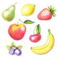 Fruits drawn by color pencils