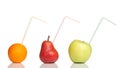 Fruits with drinking straw