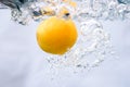 fruits dropped into water and splashing water Royalty Free Stock Photo