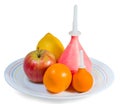 Fruits and enema Royalty Free Stock Photo