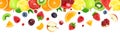 Fruits falling on white background. Mixed fruits. Healthy food