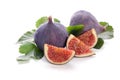 fruits of Fig tree & x28;whole and part& x29; with leaves Royalty Free Stock Photo