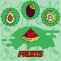 Fruits flat concept icons Royalty Free Stock Photo