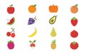 fruits flat icon set pack