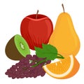 Fruits flat vector icons illustration Royalty Free Stock Photo