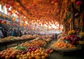 Fruits and flowers market festival. Royalty Free Stock Photo