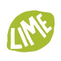 Fresh Lime Fruit for Emblem, Logo, Sign or Badge. Grungy Hand drawn style