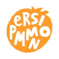 Fresh Persimmon Fruit for Emblem, Logo, Sign or Badge. Grungy Hand drawn style rough sketching