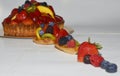 Fruits and fruit cakes in different sizes