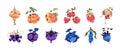 Fruits game asset. Fantasy GUI sprite graphic for video game, magic bizarre berries for slot machine. Vector cartoon