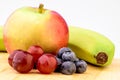 Fruits, grapes, apples, blueberry