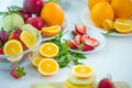 The fruits of health lover Healthy fruit And health care to eat Royalty Free Stock Photo