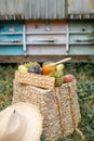 Fruits and honey on the apiary