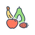 Color illustration icon for Fruits, apple and banana Royalty Free Stock Photo