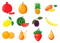 Fruits icon set, cartoon style Royalty Free Stock Photo