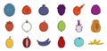 Fruits icon set, color outline style Royalty Free Stock Photo