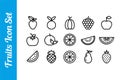 Fruits icon set with editable collections Royalty Free Stock Photo