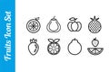 Fruits icon set with editable collections Royalty Free Stock Photo