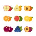 Fruits icon set. Flat style, vector illustration. Royalty Free Stock Photo