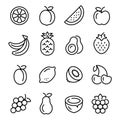 Fruits icons set. collection of linear web icons, editable vector stroke. Royalty Free Stock Photo