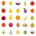 Fruits icons set, flat style