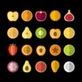 Fruits icons set. Flat style, vector illustration. Royalty Free Stock Photo