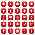 Fruits icons set vetor red Royalty Free Stock Photo