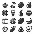 Fruits Icons Set on White Background. Vector Royalty Free Stock Photo