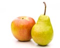 Compare apples with pears - leaning on each other Royalty Free Stock Photo