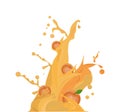 Fruits juice splash cocktail. Summer apricot background