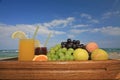 Juices against blue sky