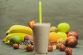 Fruits are laid out on the fruit milkshake table Royalty Free Stock Photo