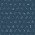 Fruits line icon pattern set