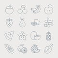 Fruits line icon set