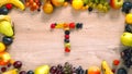 Fruits made letter T