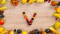 Fruits made letter V