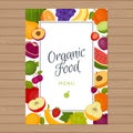 Fruits menu background. Healthy food. Organic food. Flat style,